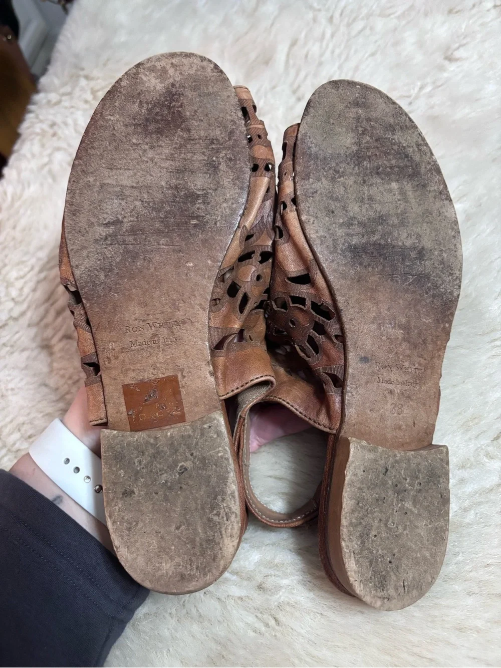 Ron White Crafted Brown Laser-Cut Open-Toe Women’s Boho Chic Sandals